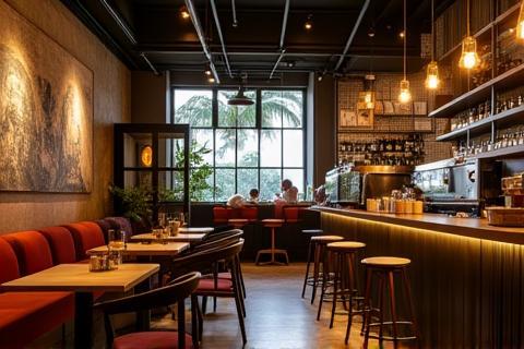 Trendy cafe interior in South Mumbai