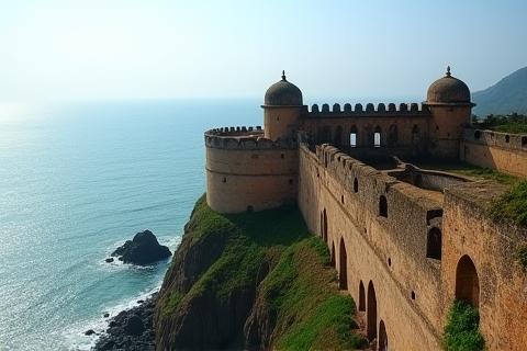 Ancient fort architecture overlooking the sea