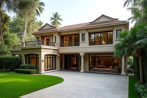 Spacious bungalow exterior in Juhu