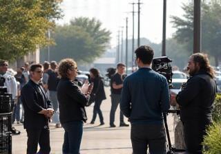 Filming crew on location